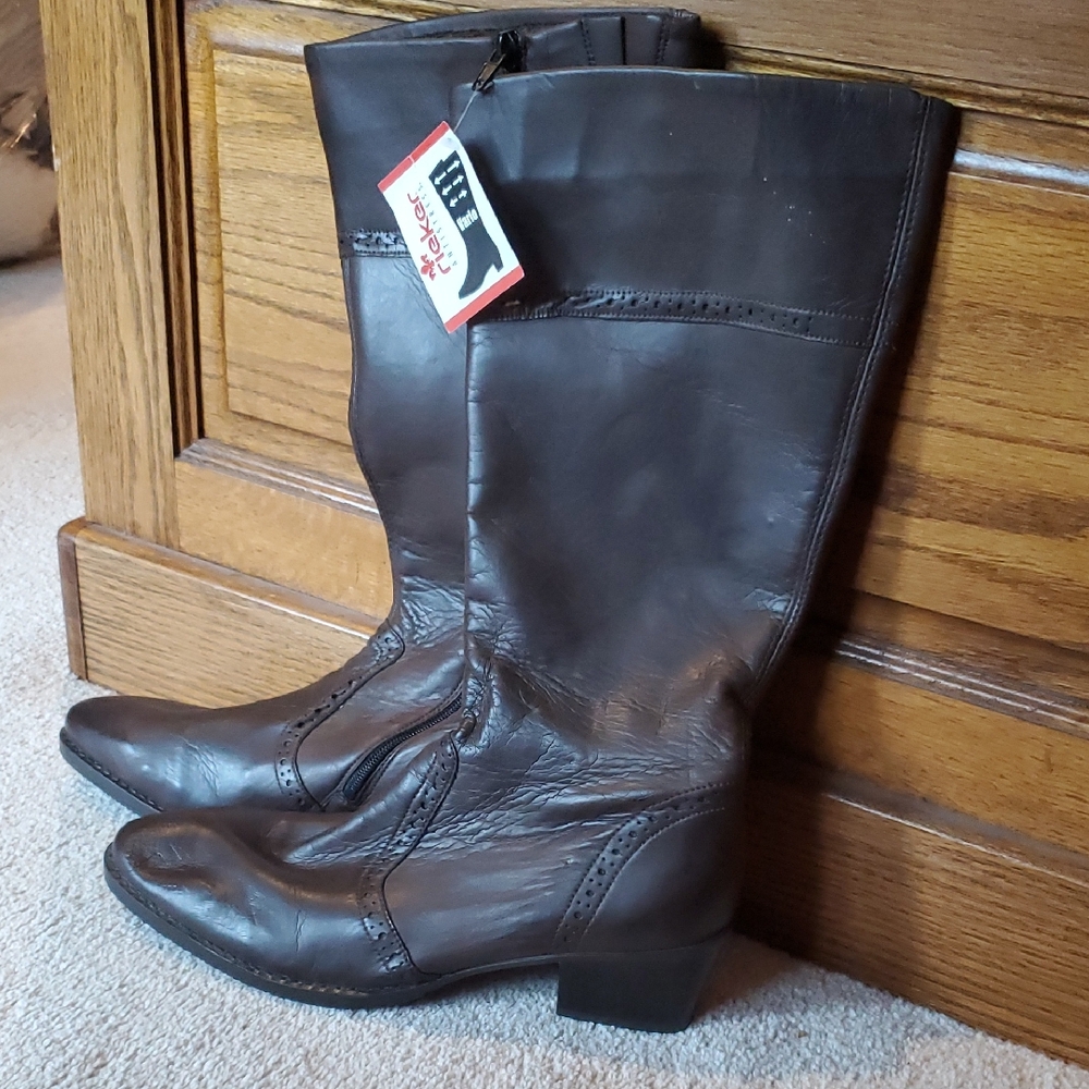 NEW Rieker Dark Brown soft Leather Boots sz 41